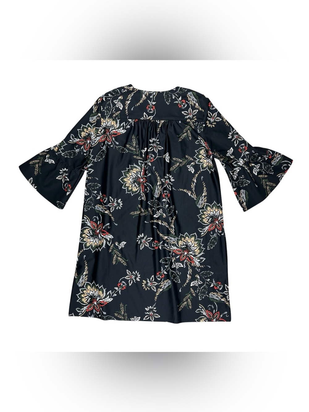 KERRY DRESS by JUDE CONNALLY in black floral pattern 3/4 length slv v-neck SMALL - Picture 2 of 10